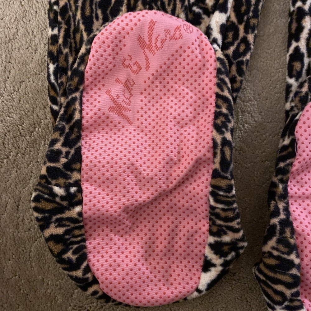 Nick & Nora Leopard Zip Up  Adult Medium‎ One Piece Fleece Cat Footie Pajamas - Picture 6 of 12
